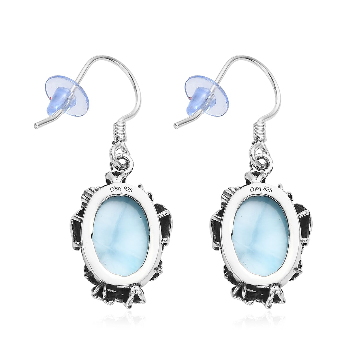 Artisan Crafted Larimar Solitaire Earringa in Sterling Silver 14.10 ctw image number 3
