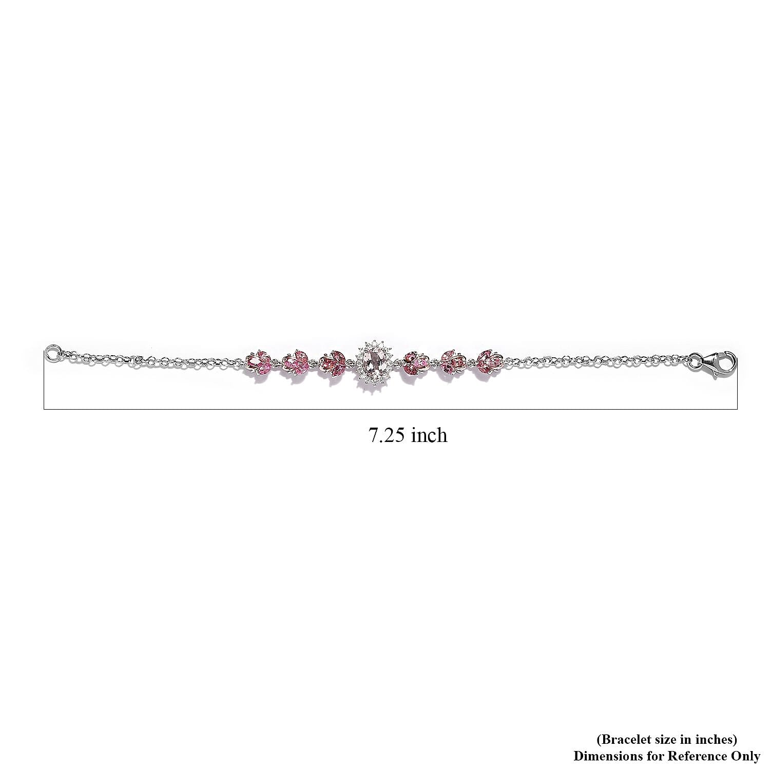 Pink Morganite and Multi Gemstone Bracelet in Vermeil Rose Gold and Platinum Over Sterling Silver (7.25 In) 2.75 ctw