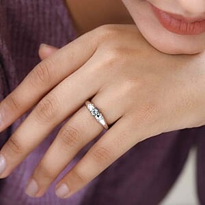 Green Tanzanite and White Zircon 0.73 ctw Ring in Platinum Over Sterling Silver (Size 9)