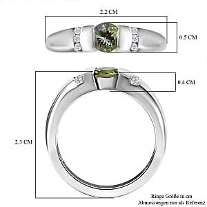 Green Tanzanite and White Zircon 0.73 ctw Ring in Platinum Over Sterling Silver (Size 9)