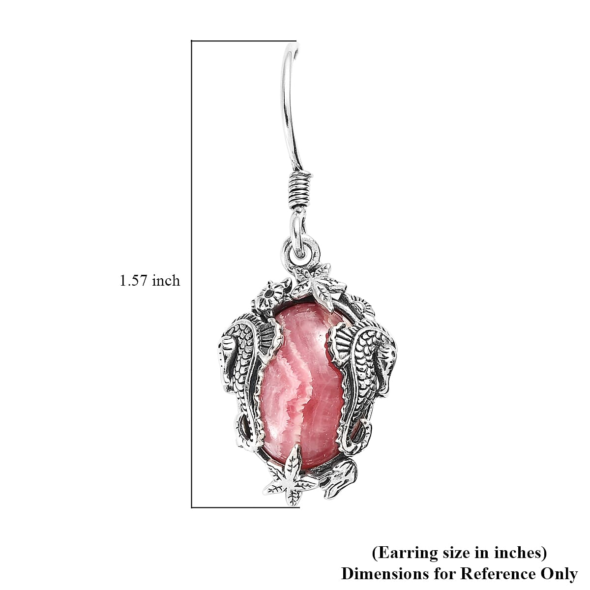 Artisan Crafted Argentinian Rhodochrosite Solitaire Earrings in Sterling Silver 16.15 ctw image number 4