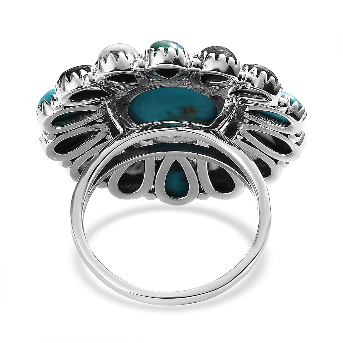 Artisan Crafted Blue Moon Turquoise and White Buffalo 16.15 ctw Ring in Sterling Silver (Size 10.0)