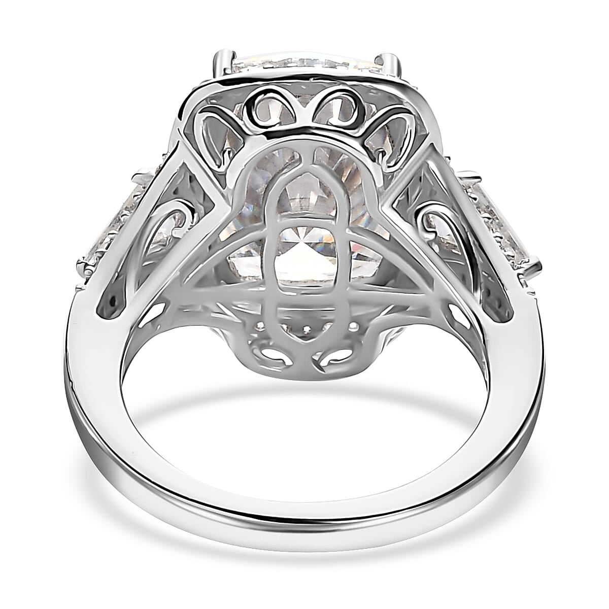 Moissanite Ring in Platinum Over Sterling Silver (Size 10.0) 7.60 ctw