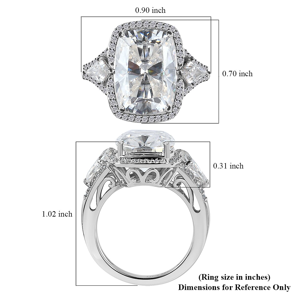Moissanite Ring in Platinum Over Sterling Silver (Size 10.0) 7.60 ctw