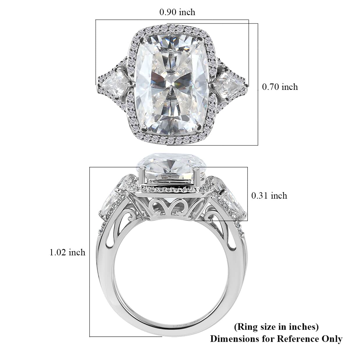 Moissanite Ring in Platinum Over Sterling Silver 7.60 ctw image number 5