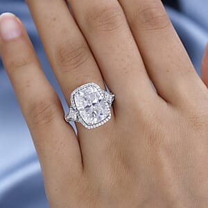 D'Joy Moissanite Ring in Platinum Over Sterling Silver (Size 7.0) 7.60 ctw