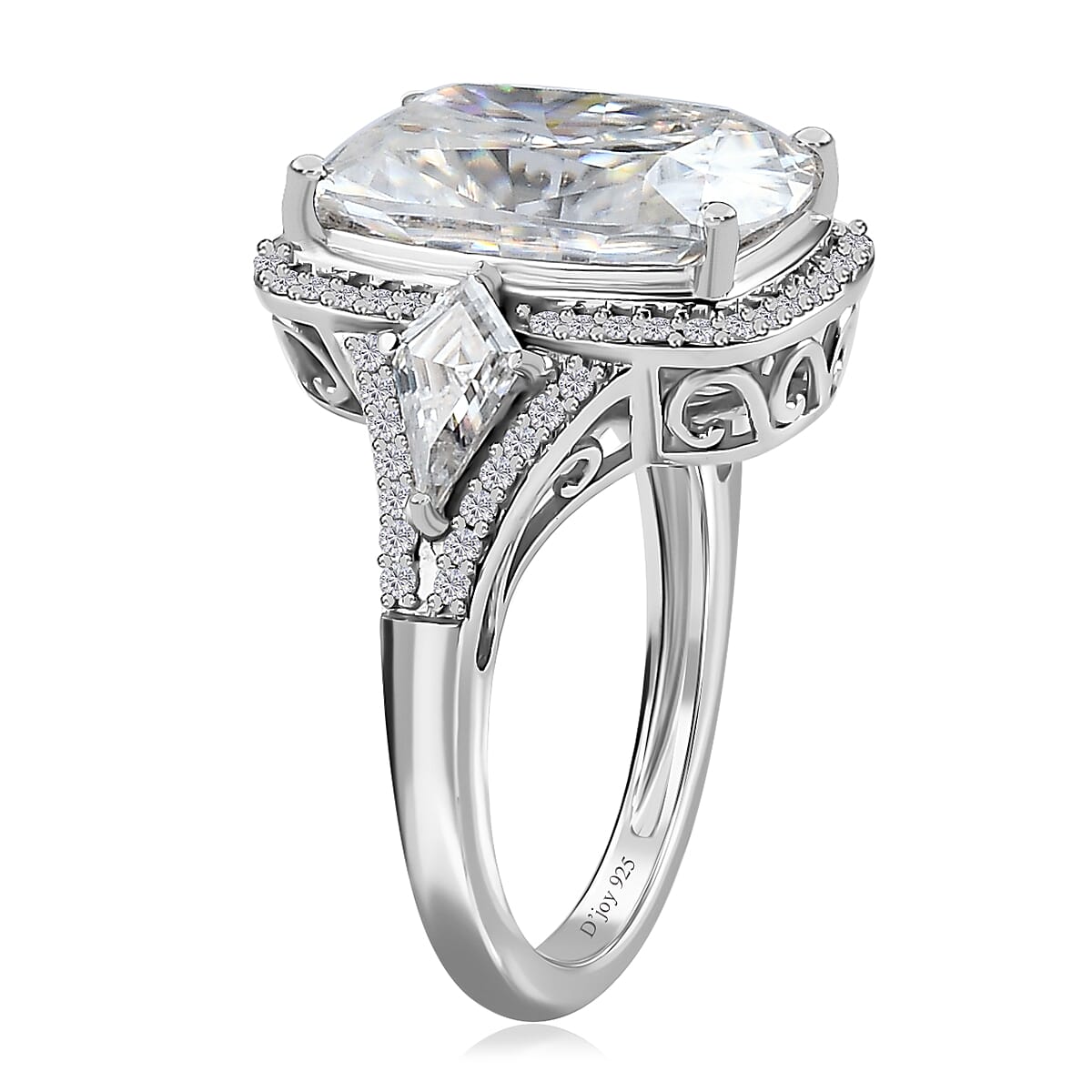 Moissanite Ring in Platinum Over Sterling Silver (Size 9.0) 7.60 ctw image number 3