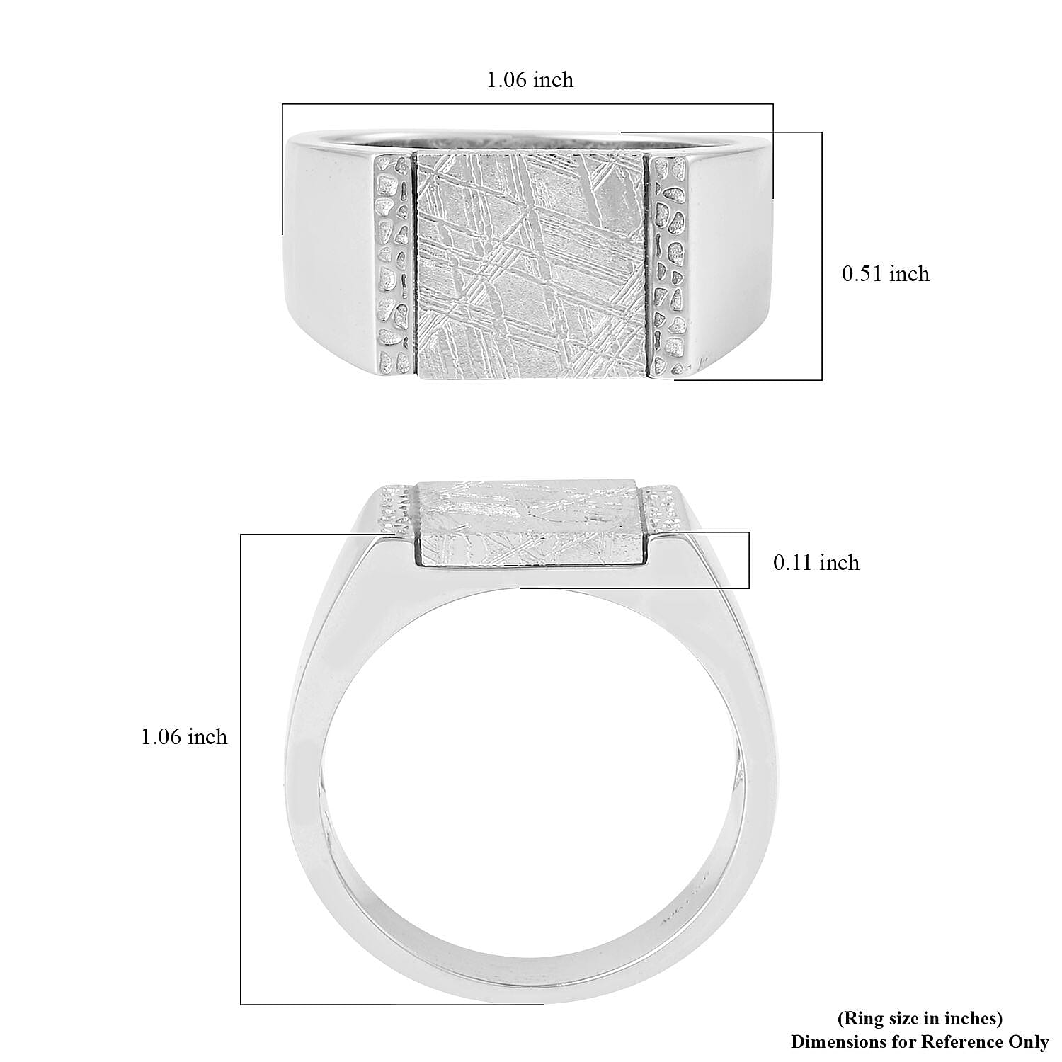 Marvelous Meteorite Men's Ring in Rhodium Over Sterling Silver (Size 10.0)