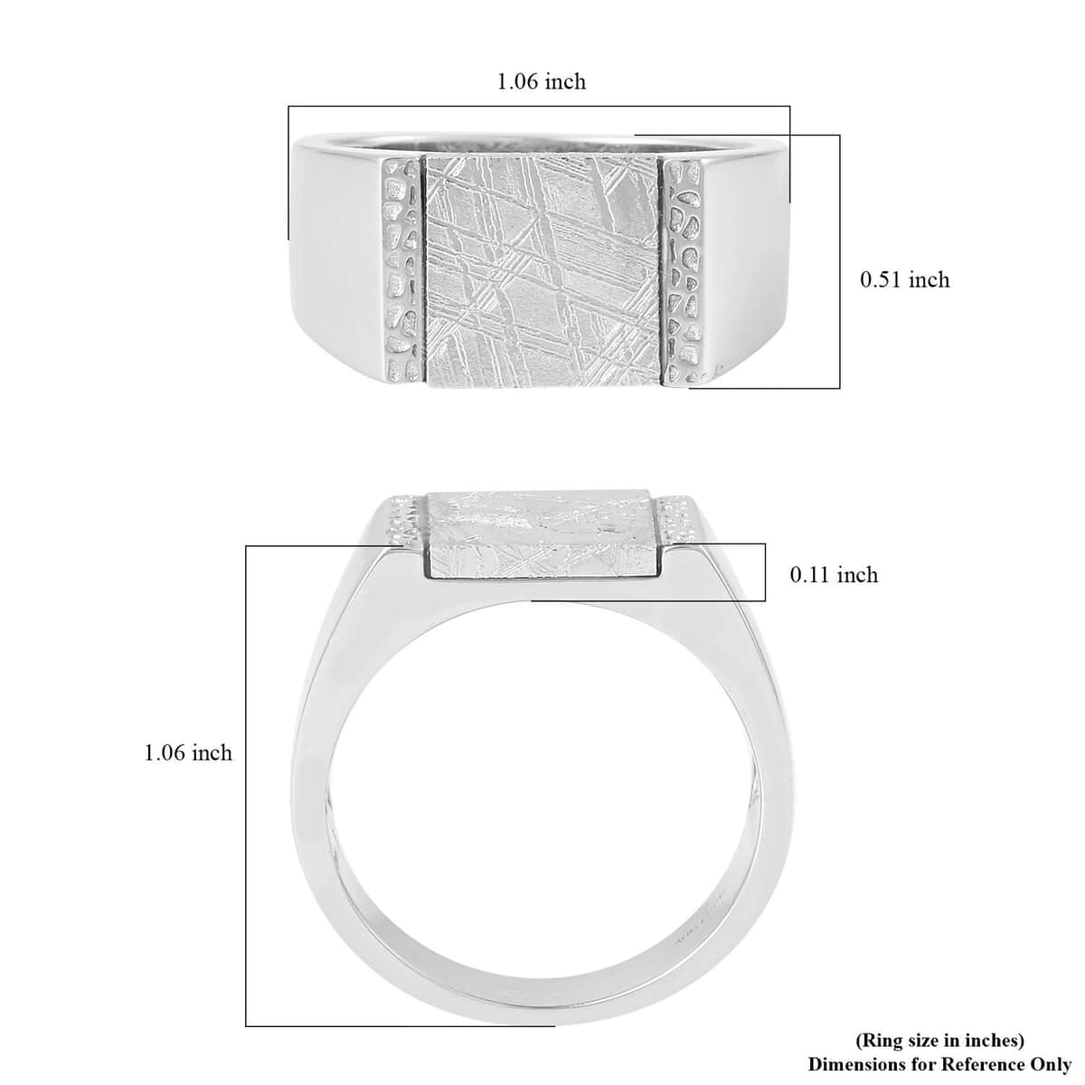 Marvelous Meteorite Men's Ring in Rhodium Over Sterling Silver image number 5