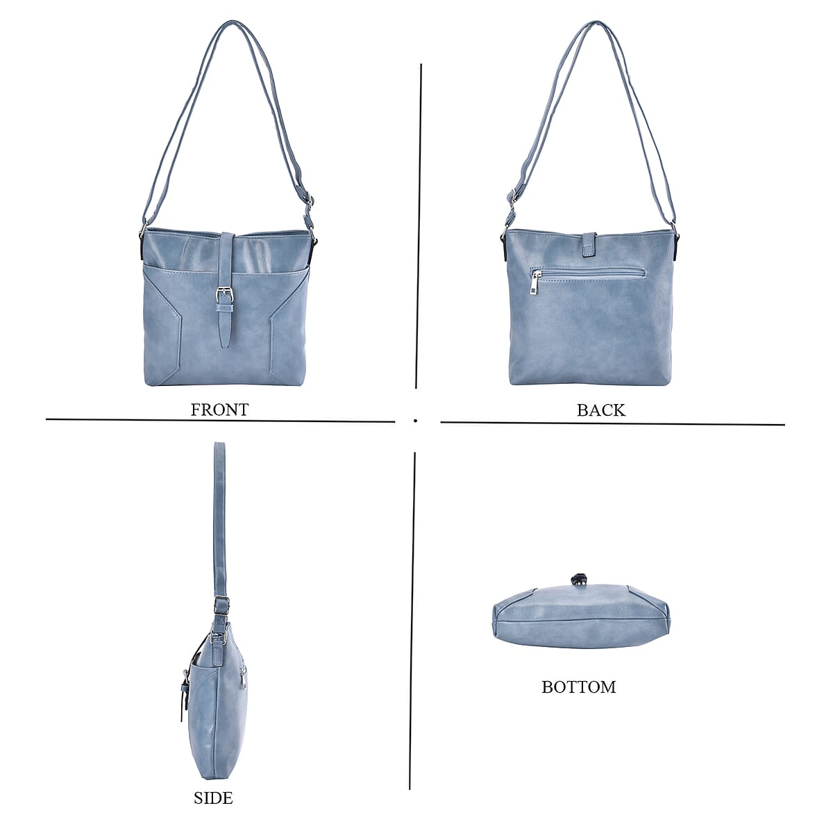 Teal Faux Leather Crossbody Bag with Shoulder Strap image number 3