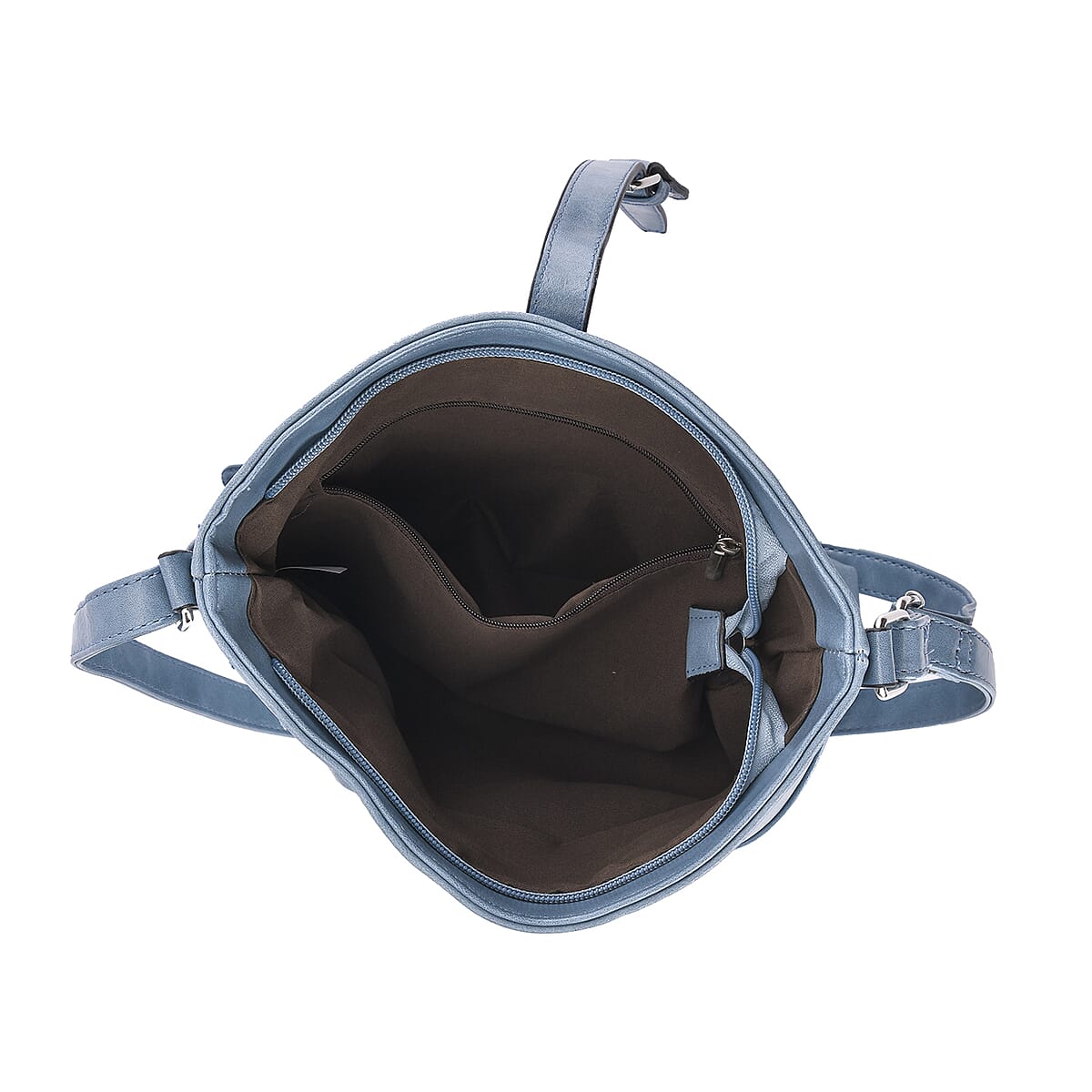 Teal Faux Leather Crossbody Bag with Shoulder Strap image number 4