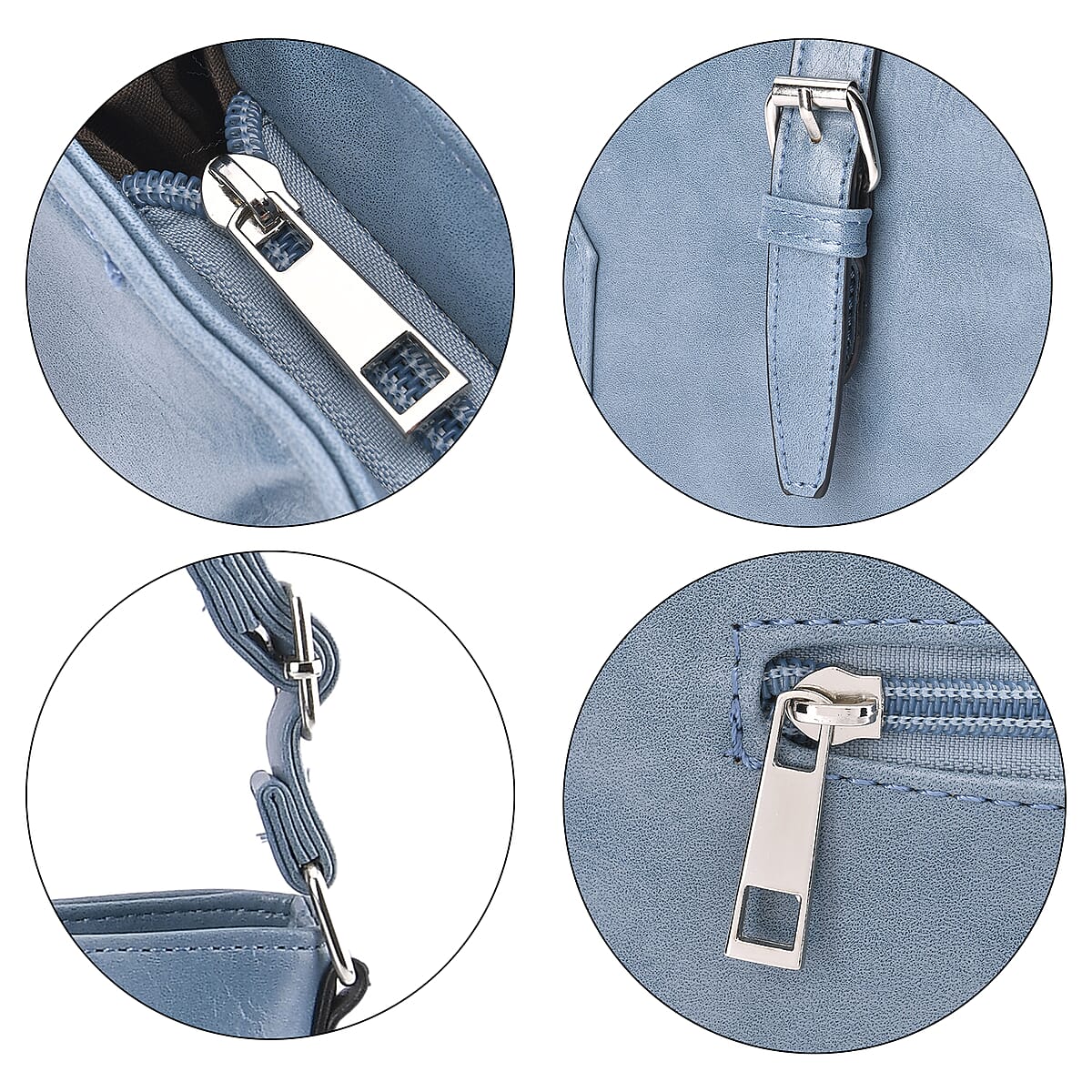 Teal Faux Leather Crossbody Bag with Shoulder Strap image number 5