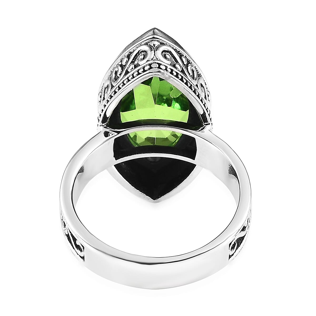 Artisan Crafted Chartreuse Quartz (Triplet) Solitaire Ring in Sterling Silver (Size 10.0) 9.00 ctw