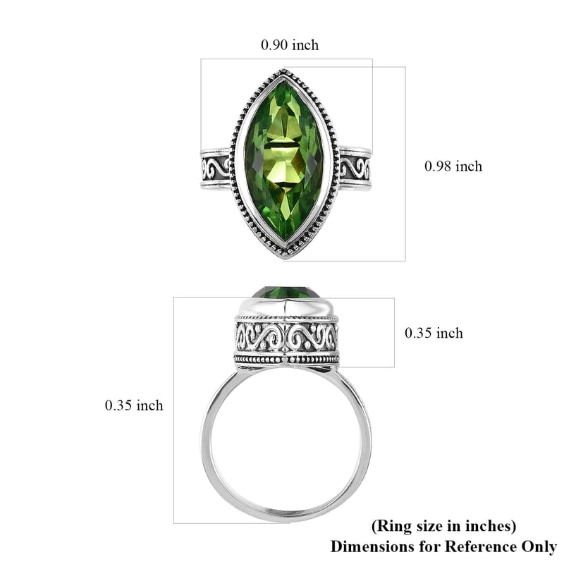Artisan Crafted Chartreuse Quartz (Triplet) Solitaire Ring in Sterling Silver (Size 10.0) 9.00 ctw