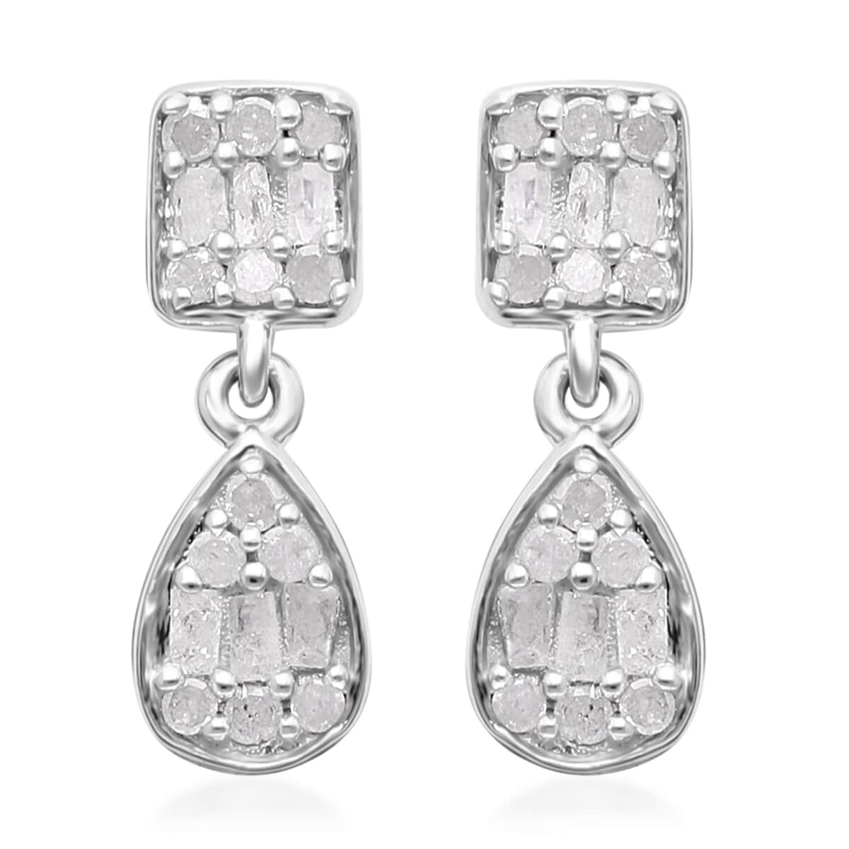 Diamond Dangle Earrings in Platinum Over Sterling Silver 0.25 ctw image number 0