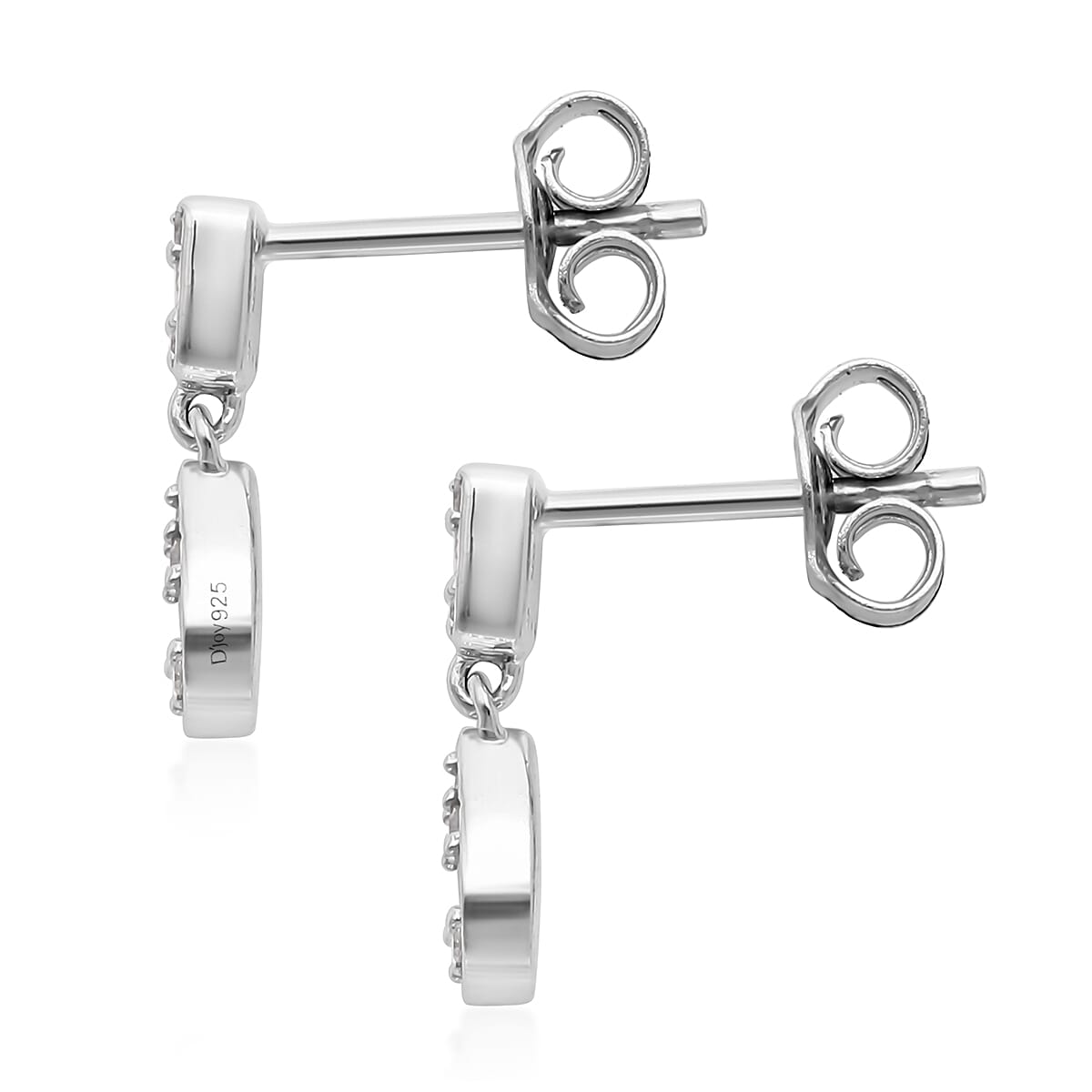 Diamond Dangle Earrings in Platinum Over Sterling Silver 0.25 ctw