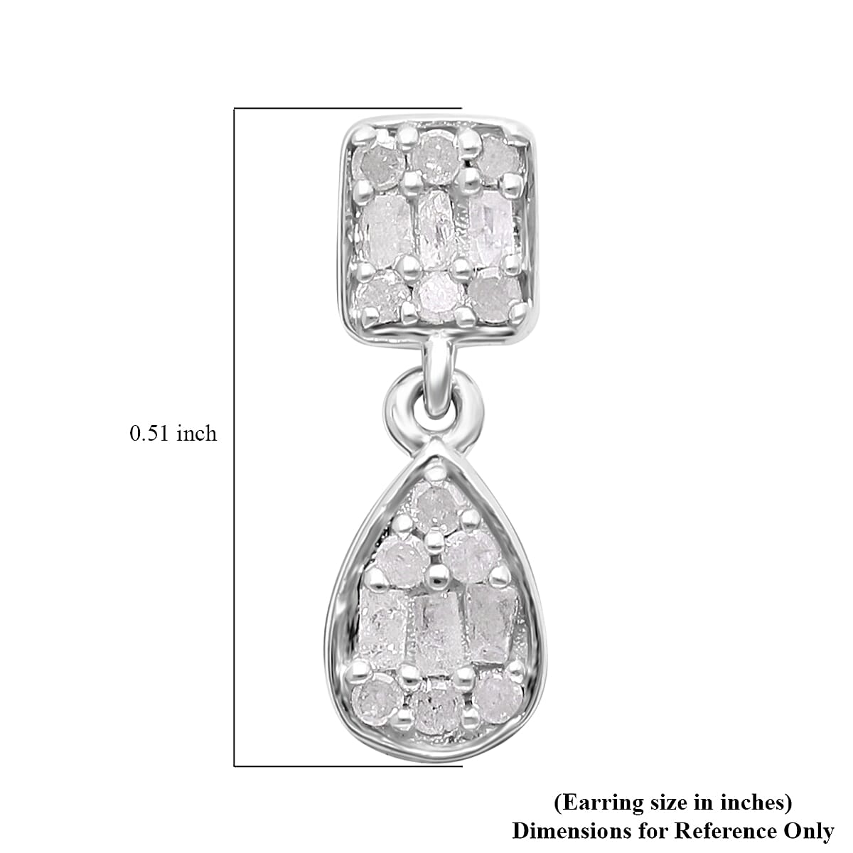 Diamond Dangle Earrings in Platinum Over Sterling Silver 0.25 ctw