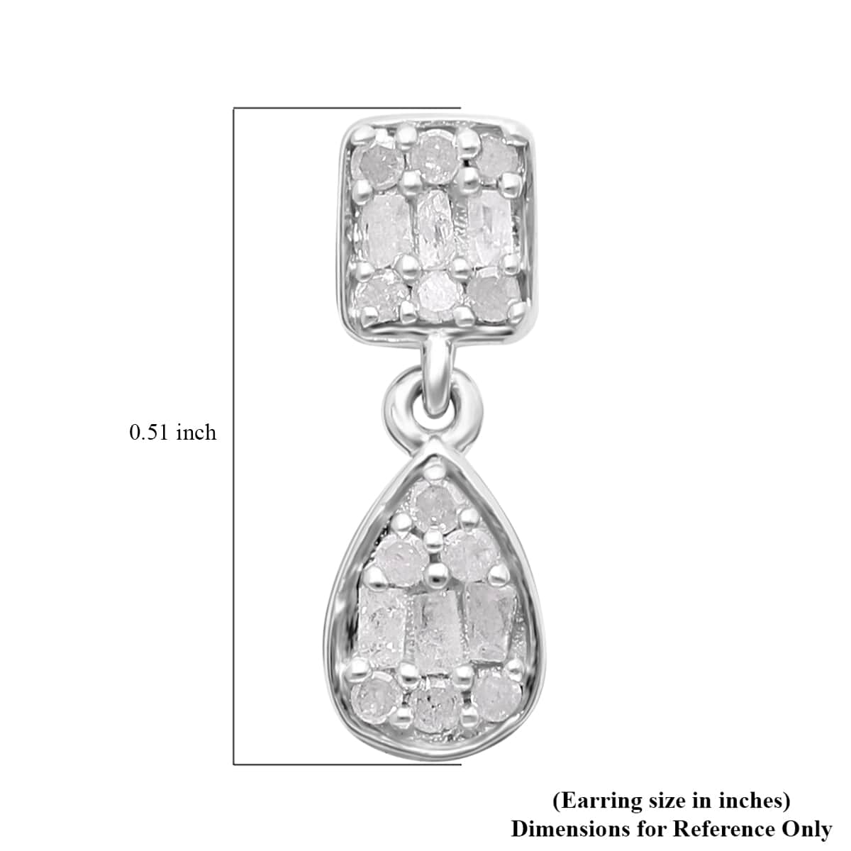 Diamond Dangle Earrings in Platinum Over Sterling Silver 0.25 ctw image number 4