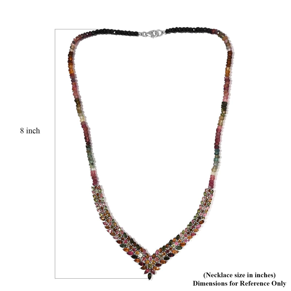 Multi-Tourmaline V-Shape Necklace 20 Inches in Platinum Over Sterling Silver 76.10 ctw image number 5