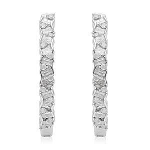 Diamond Hoop Earrings in Platinum Over Sterling Silver 0.50 ctw