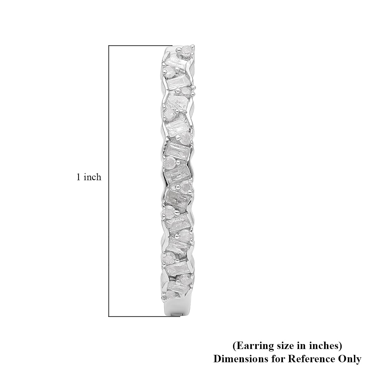 Diamond Hoop Earrings in Platinum Over Sterling Silver 0.50 ctw
