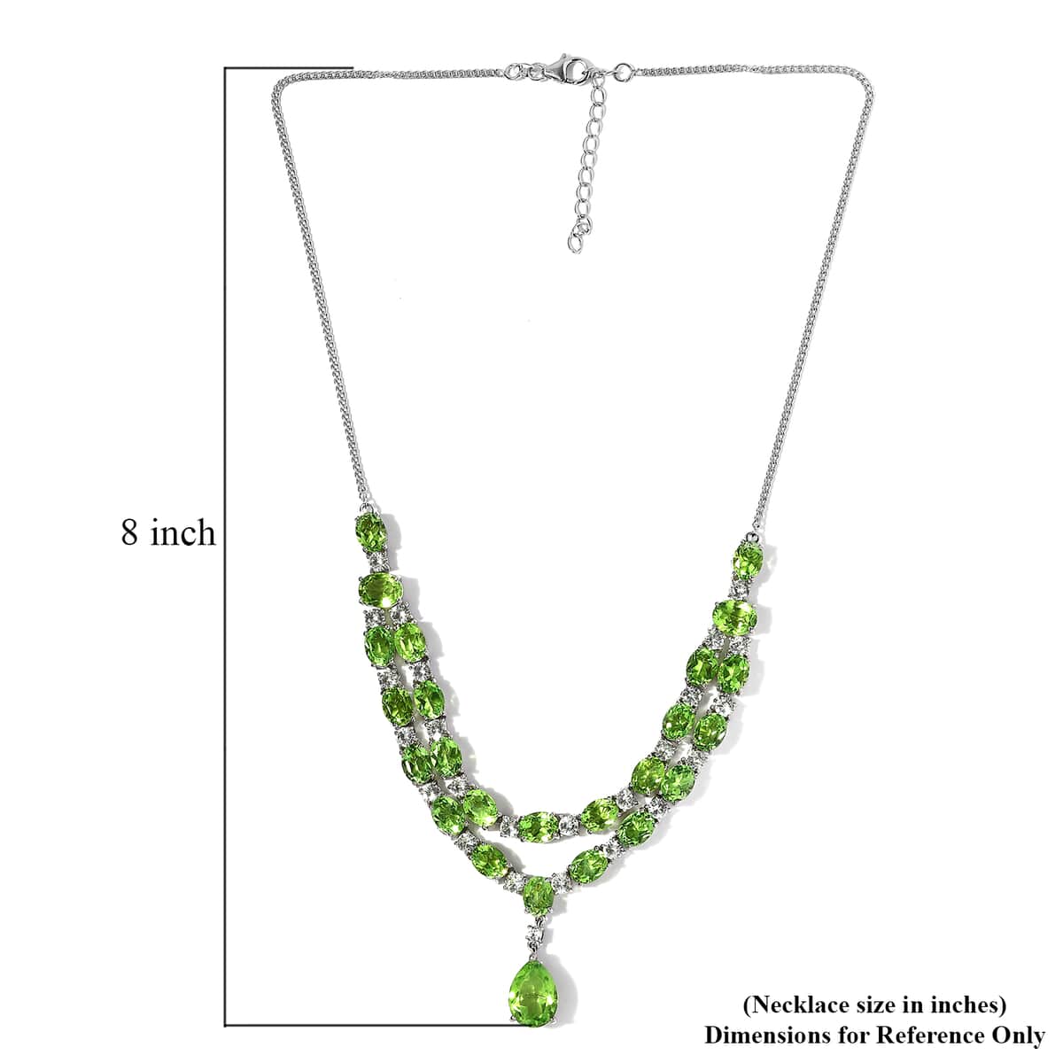 Chartreuse Quartz (Triplet) and White Zircon Necklace 18-20 Inches in Platinum Over Sterling Silver 53.00 ctw image number 5