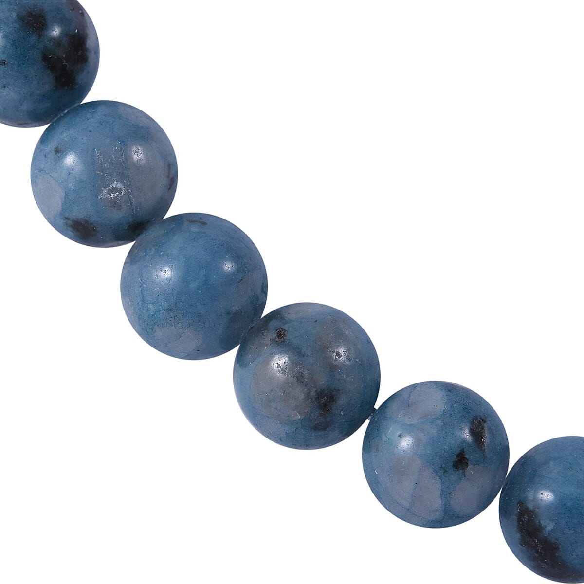 Blue Jasper 8mm Beaded Necklace 18 Inches in Rhodium Over Sterling Silver 250.00 ctw image number 2