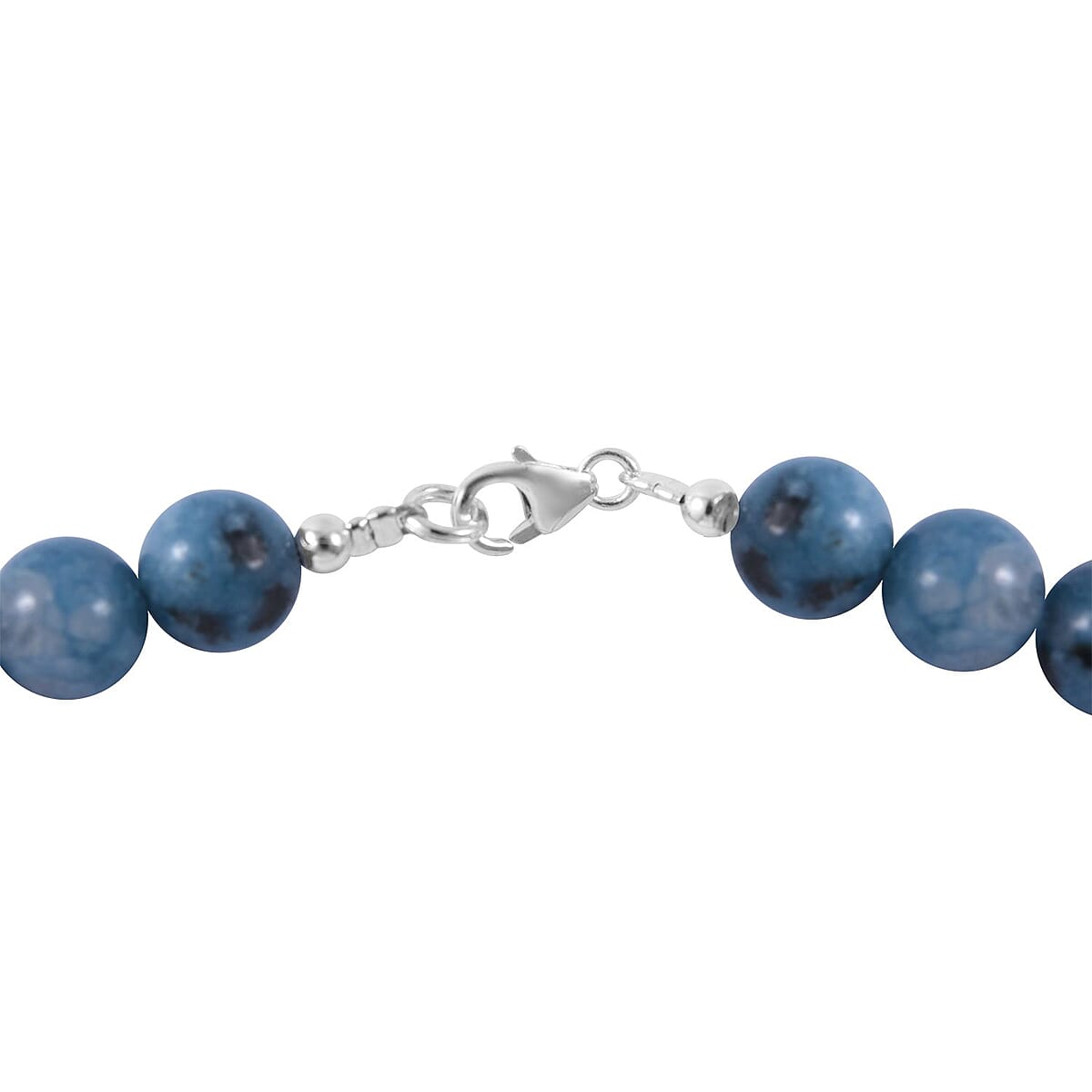 Blue Jasper 8mm Beaded Necklace 18 Inches in Rhodium Over Sterling Silver 250.00 ctw image number 3