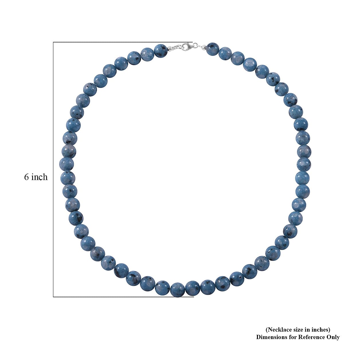 Blue Jasper 8mm Beaded Necklace 18 Inches in Rhodium Over Sterling Silver 250.00 ctw image number 4