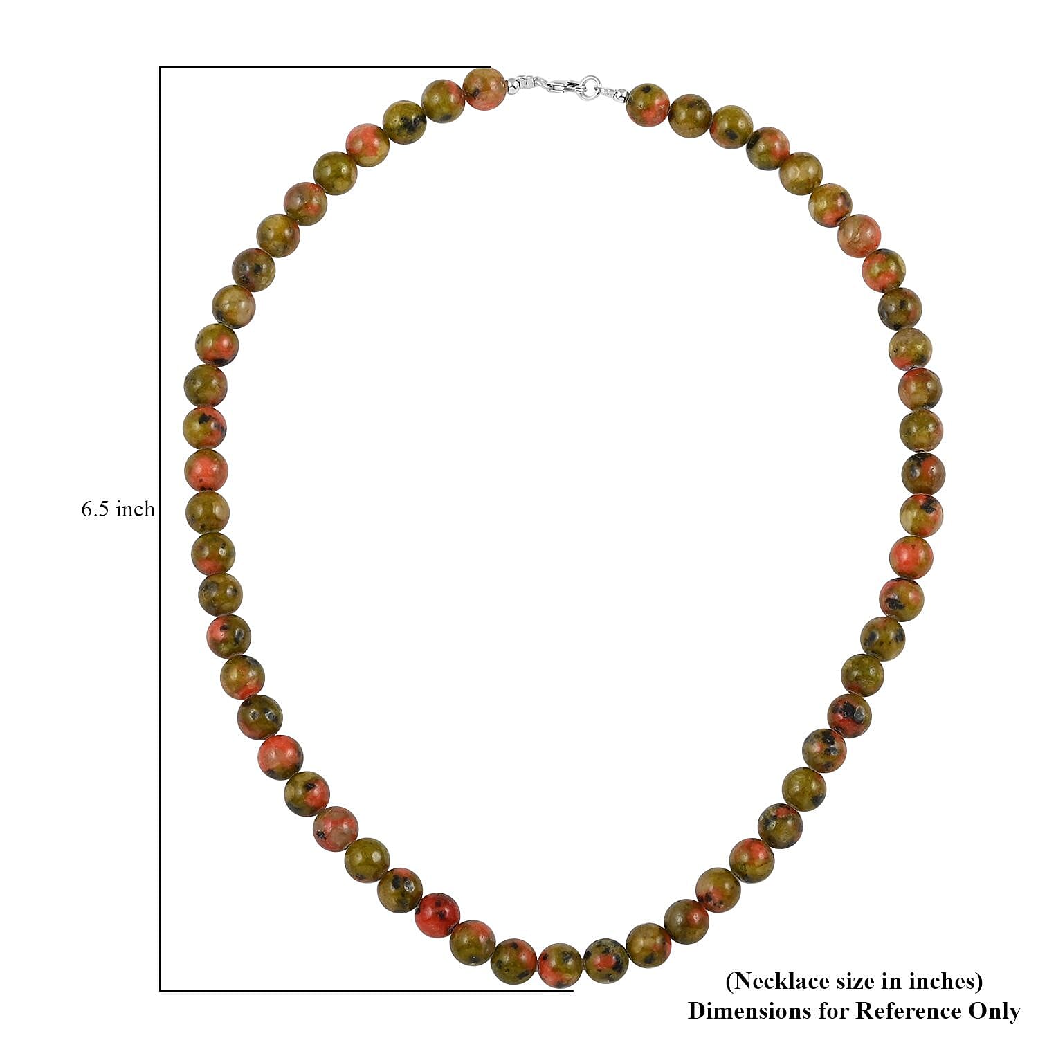 Unakite 275.00 ctw Beaded Necklace in Rhodium Over Sterling Silver 18 Inches