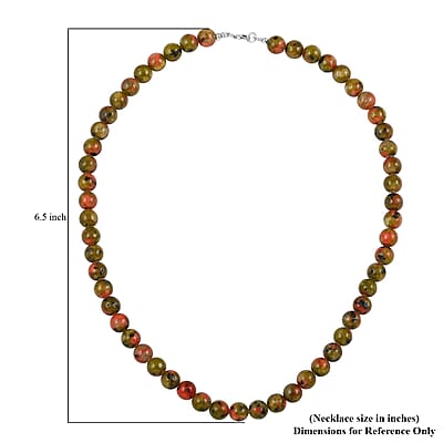 Unakite 275.00 ctw Beaded Necklace in Rhodium Over Sterling Silver 18 Inches