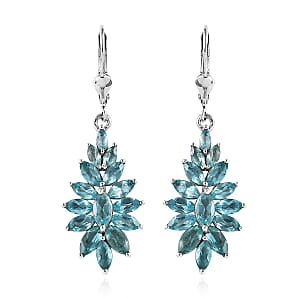 Betroka Blue Apatite Floral Lever Back Earrings in Platinum Over Sterling Silver 4.75 ctw