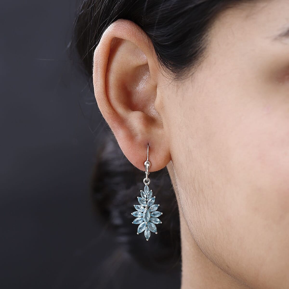 Betroka Blue Apatite Floral Lever Back Earrings in Platinum Over Sterling Silver 4.75 ctw image number 2