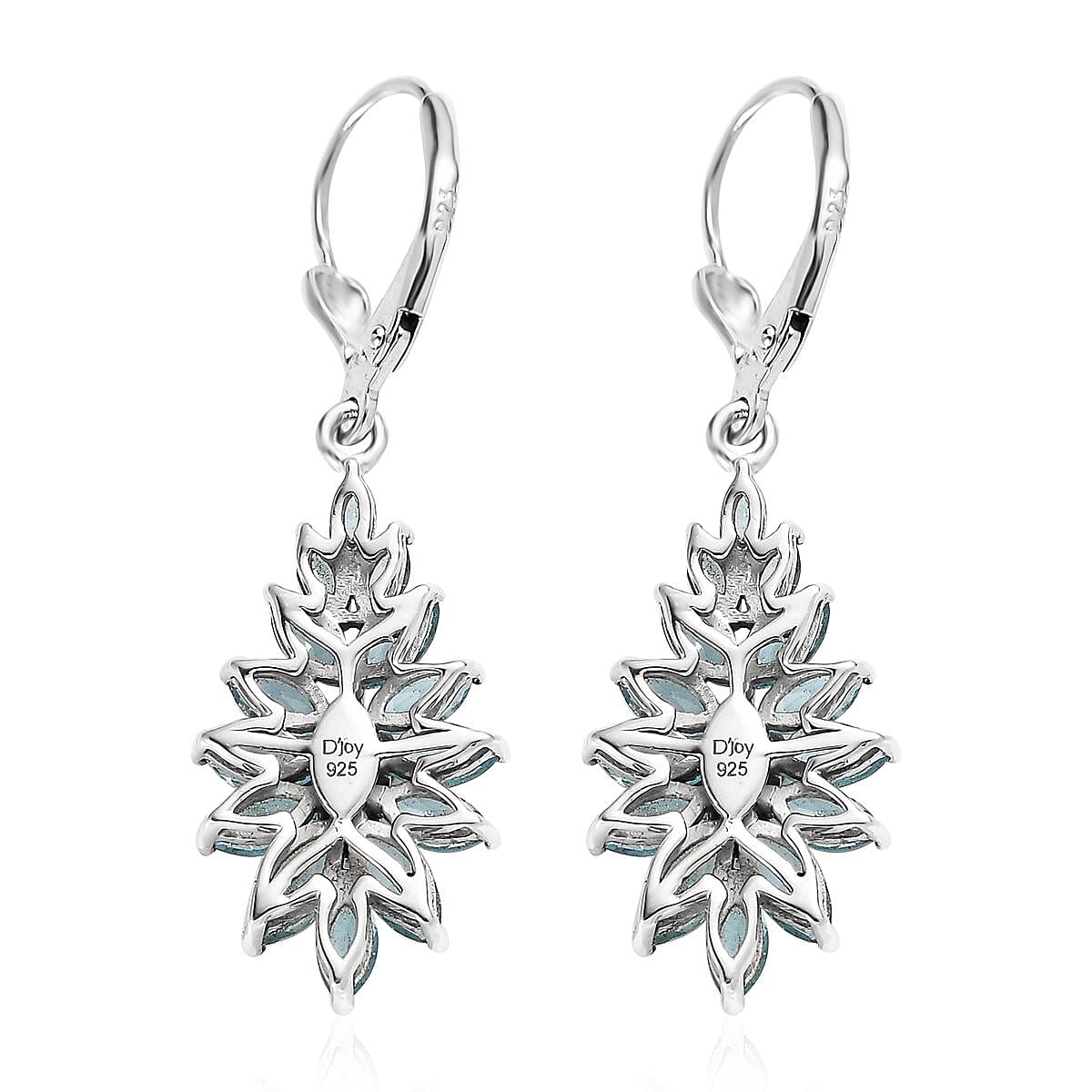 Betroka Blue Apatite Floral Lever Back Earrings in Platinum Over Sterling Silver 4.75 ctw image number 3