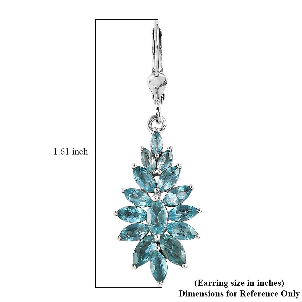 Betroka Blue Apatite Floral Lever Back Earrings in Platinum Over Sterling Silver 4.75 ctw image number 4