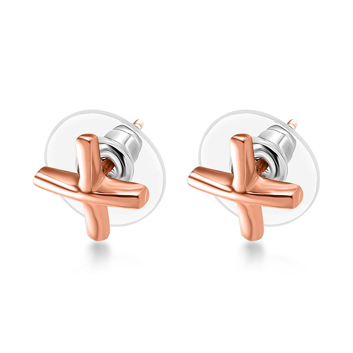 Vermeil Rose Gold Over Sterling Silver Cross Earrings