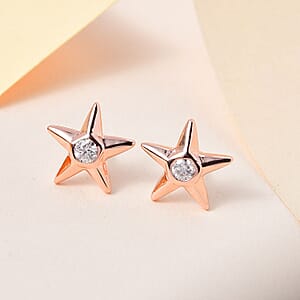 Moissanite Star Earrings in Vermeil RG Over Sterling Silver 0.20 ctw