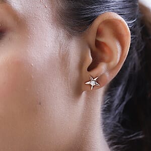 Moissanite Star Earrings in Vermeil RG Over Sterling Silver 0.20 ctw