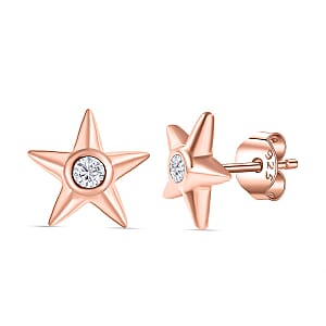 Moissanite Star Earrings in Vermeil RG Over Sterling Silver 0.20 ctw