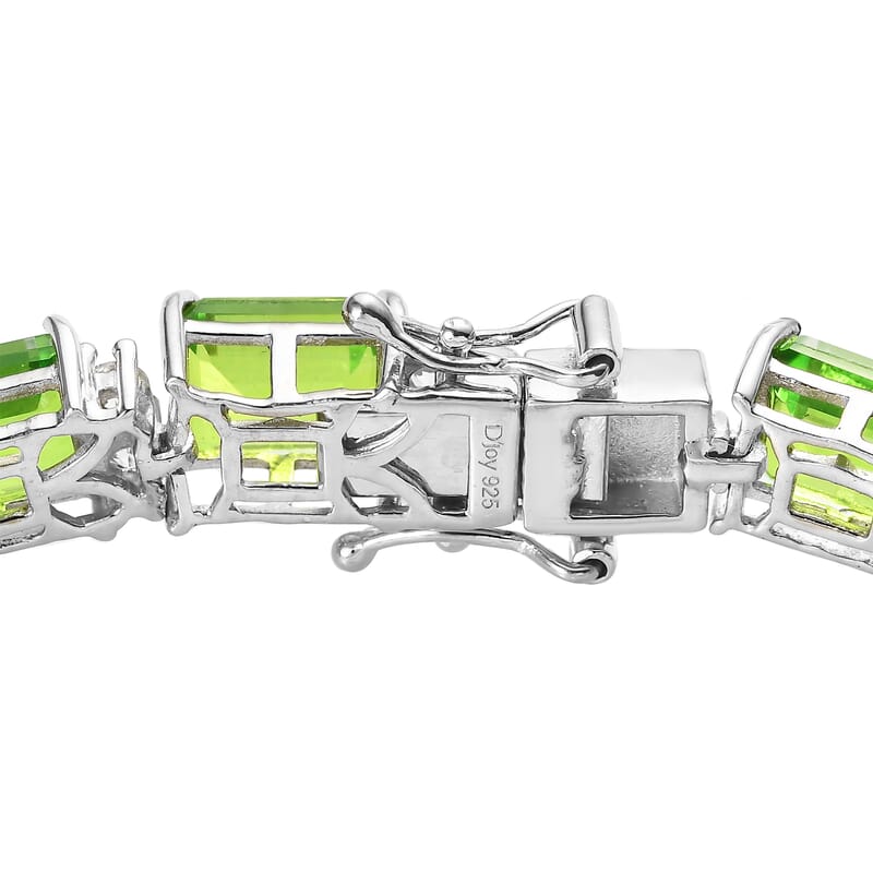Chartreuse Quartz (Triplet) and White Zircon Bracelet in Platinum Over Sterling Silver (7.25 In) 34.00 ctw