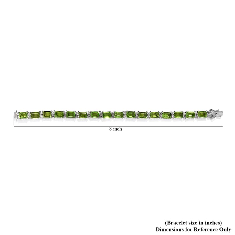 Chartreuse Quartz (Triplet) and White Zircon Bracelet in Platinum Over Sterling Silver (7.25 In) 34.00 ctw