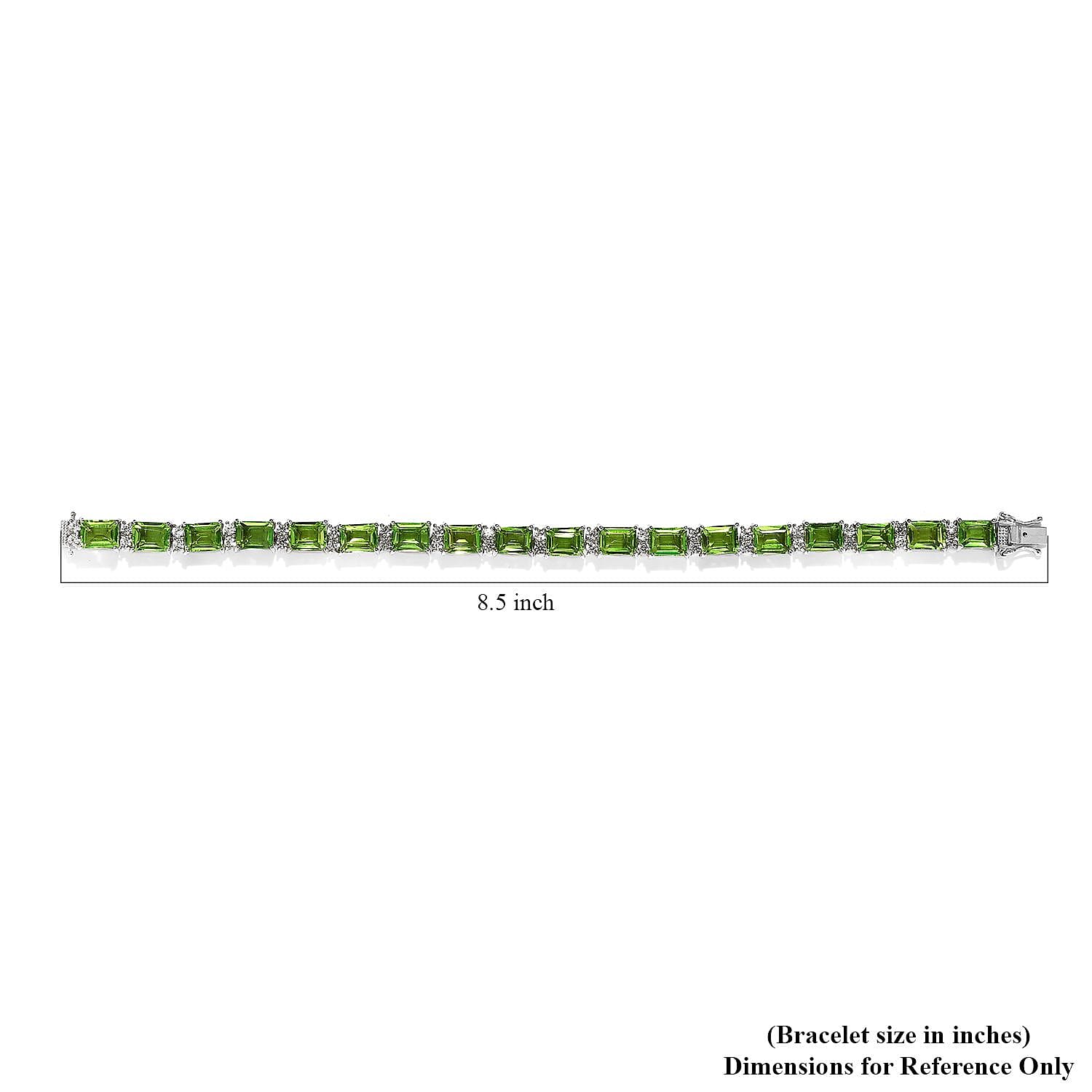 D'Joy Chartreuse Quartz (Triplet) and White Zircon Bracelet in Platinum Over Sterling Silver (8.00 In) 36.00 ctw