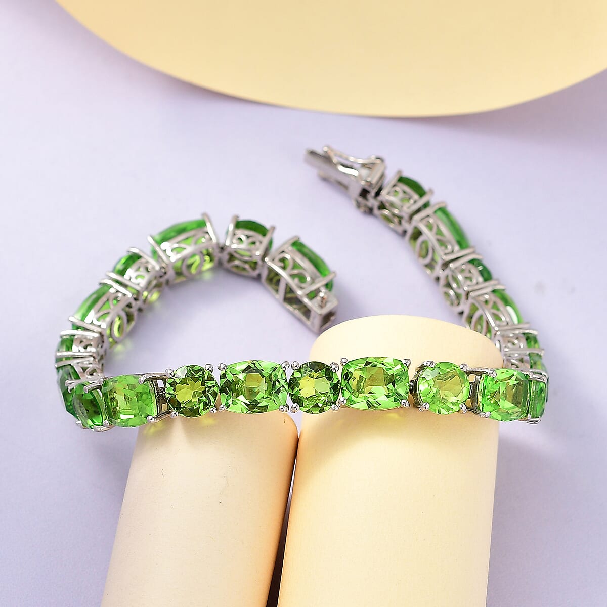 Chartreuse Quartz (Triplet) Tennis Bracelet in Platinum Over Sterling Silver (7.25 In) 42.25 ctw image number 1