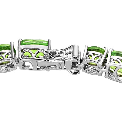 Chartreuse Quartz (Triplet) Tennis Bracelet in Platinum Over Sterling Silver (7.25 In) 42.25 ctw