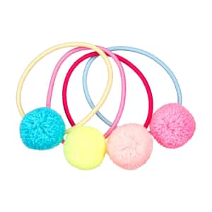 Multicolor Elastic Hair Ties with Pom Pom Accents , Hair Accessories For Women , Wedding Hair Accessories