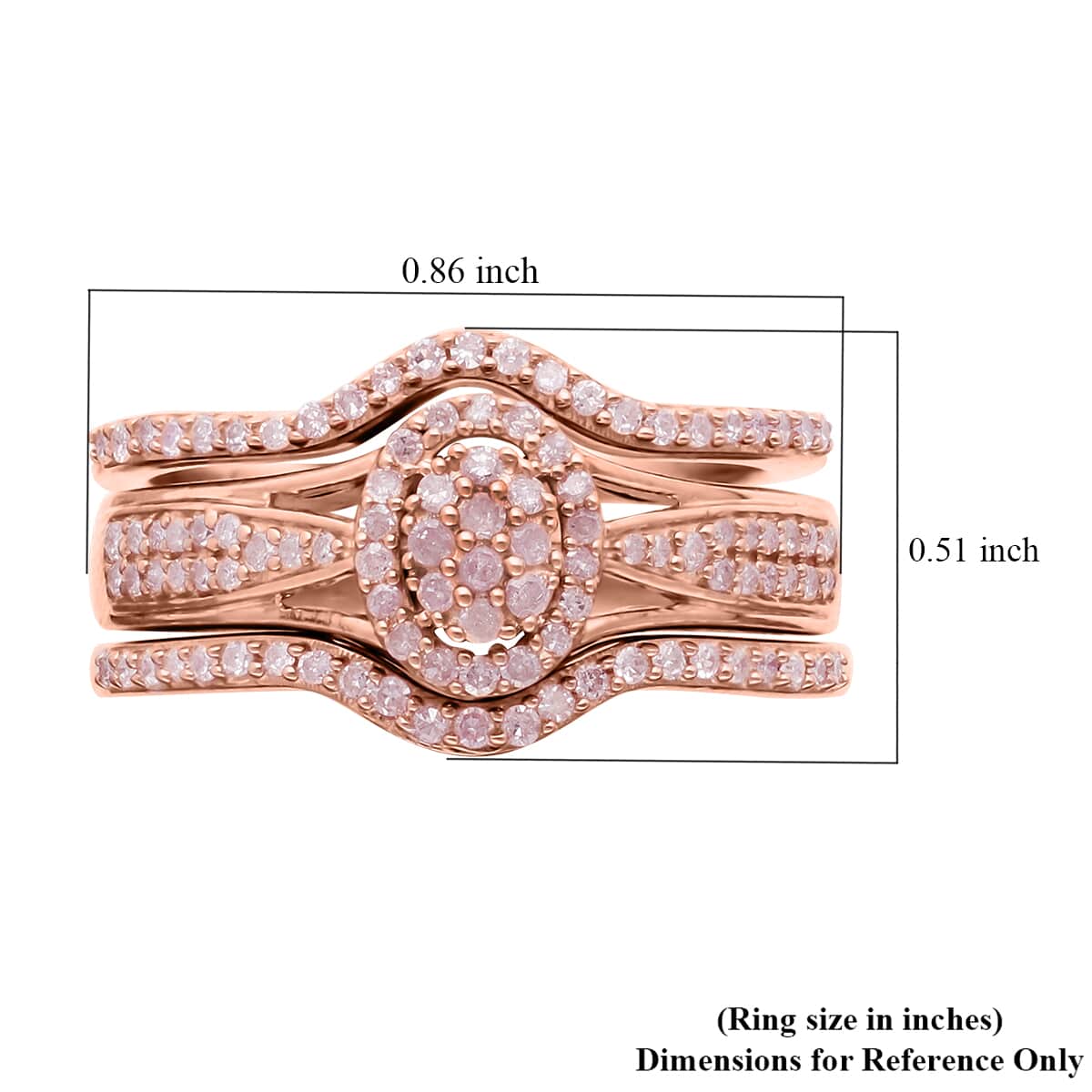Natural Pink Diamond I3 Ring in Vermeil Rose Gold Over Sterling Silver (Size 10.0) 0.50 ctw image number 5