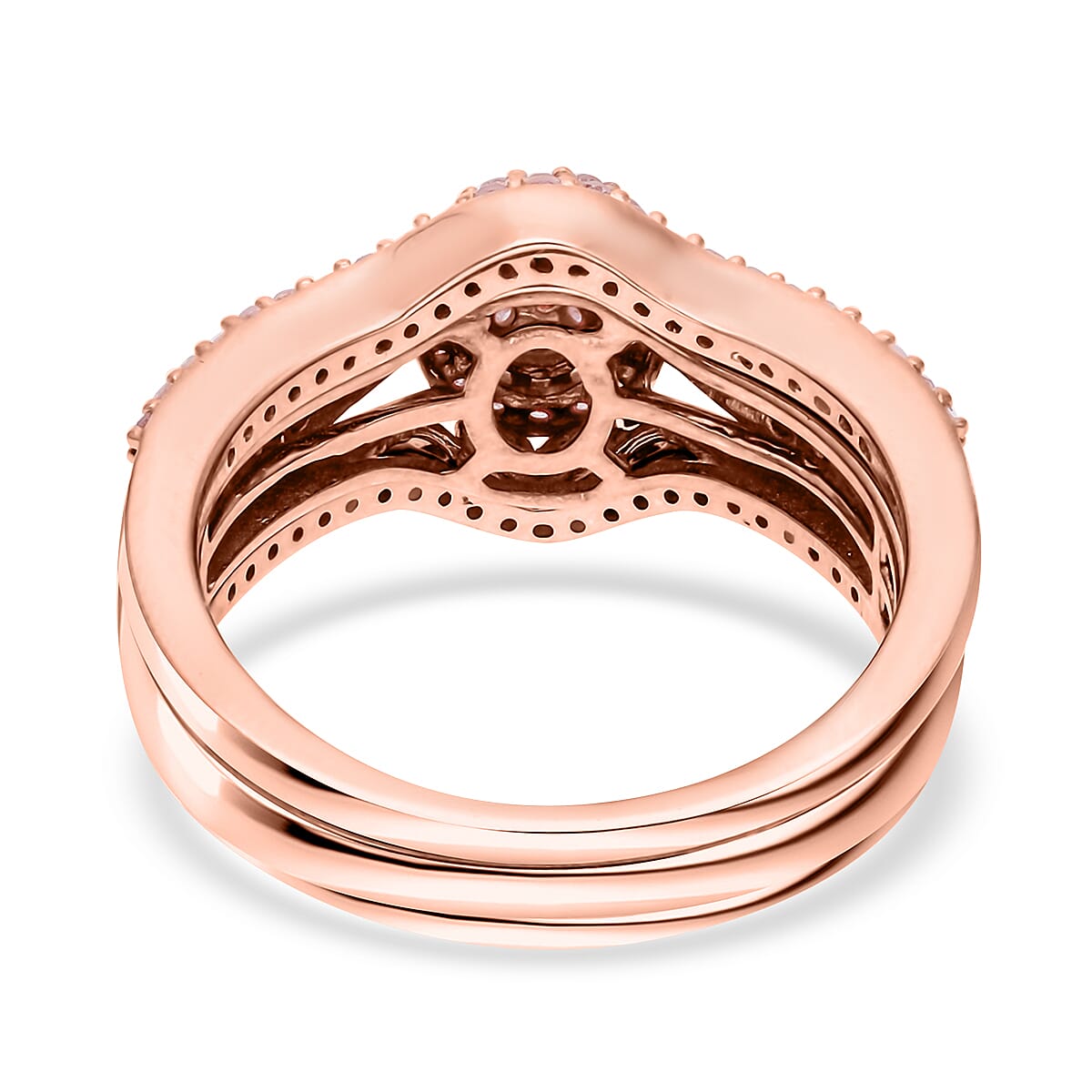 Set of 3 Natural Pink Diamond I3 Stackable Ring in Vermeil Rose Gold Over Sterling Silver (Size 7.0) 0.50 ctw image number 4