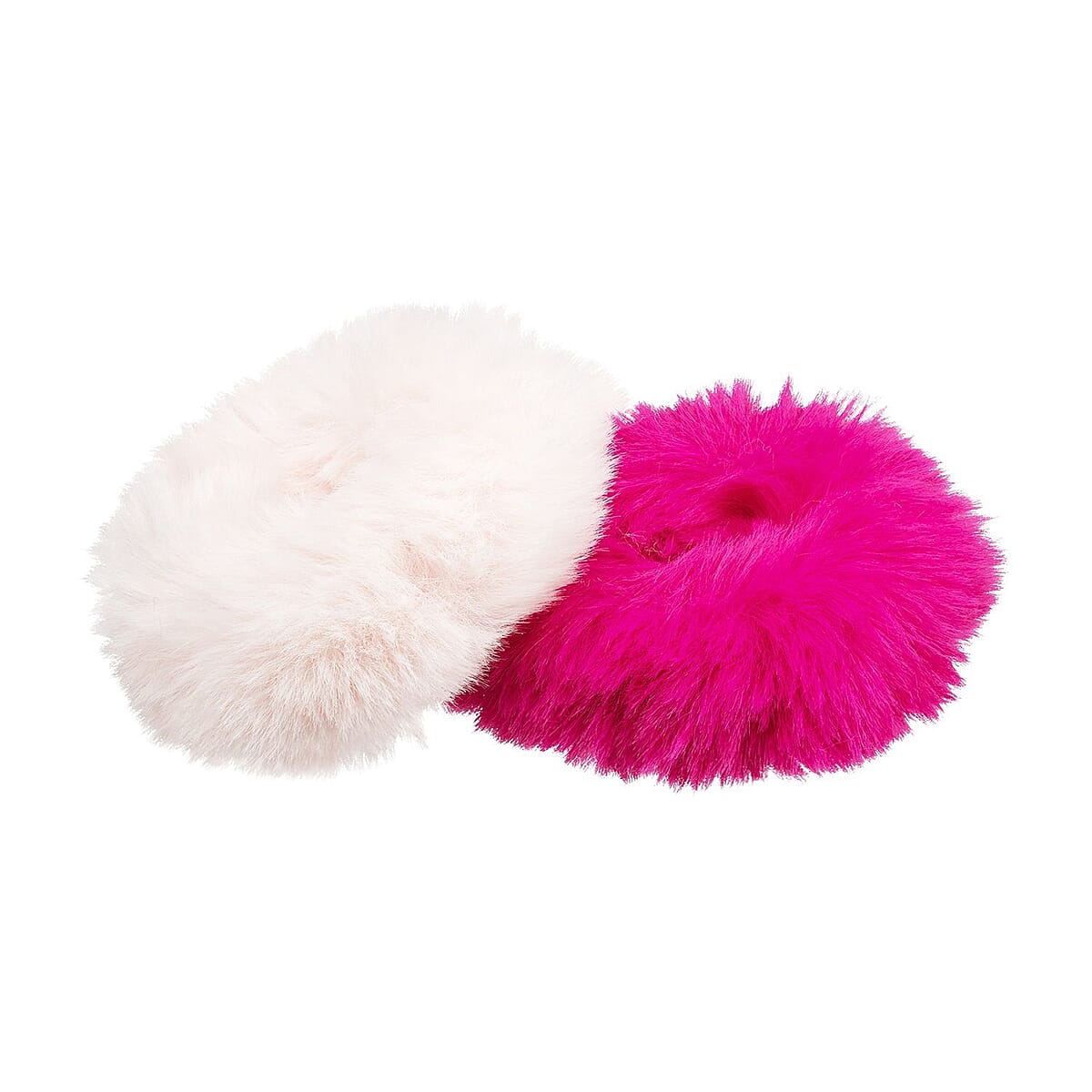 Set of 2 Faux Fur Hair Scrunchies - Hot Pink and Blush Pink , Hair Accessories For Women , Hair Bands image number 2