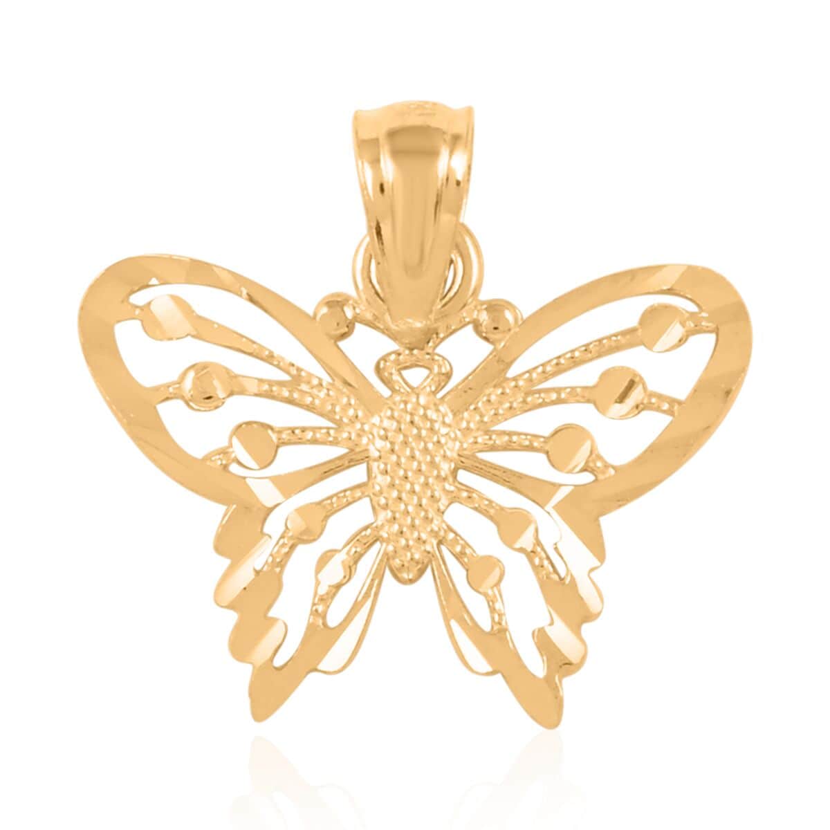 Made In America 10K Yellow Gold Diamond-cut Butterfly Pendant image number 0