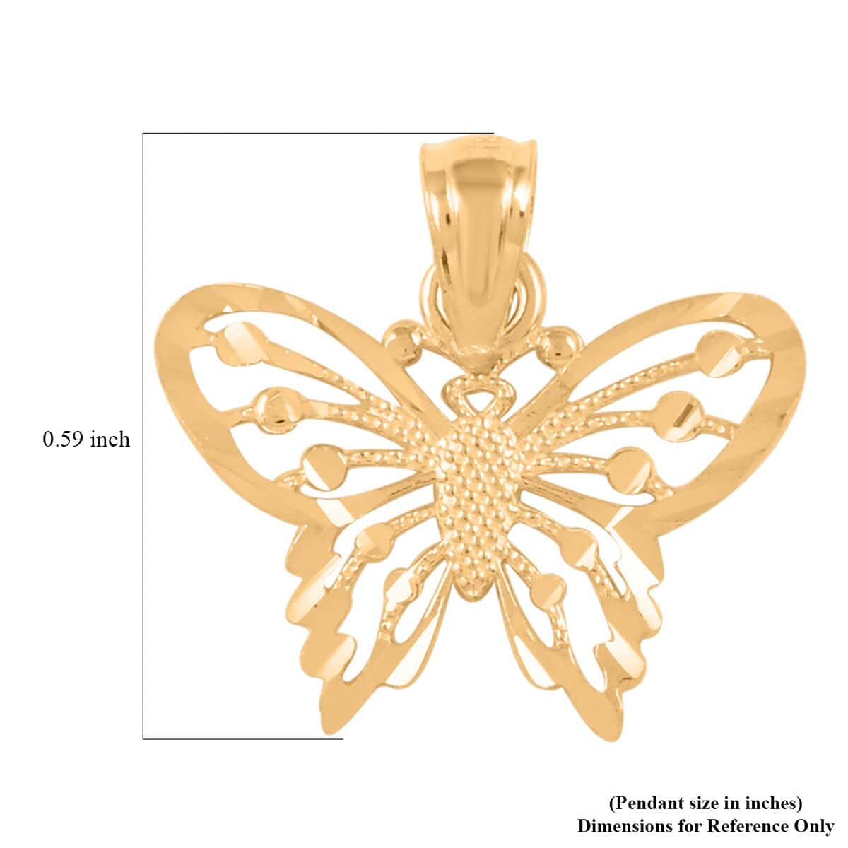 Made In America 10K Yellow Gold Diamond-cut Butterfly Pendant image number 4